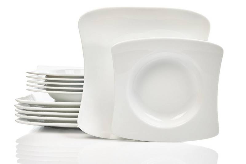 Retsch Arzberg Tafelservice Geschirr-Set SANDY (12-tlg), 6 Personen, Porzellan, Teller Set, weiß, Made in Germany, 12 Teile, für 6 Personen von Retsch Arzberg