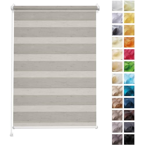 Rettika Doppelrollo ohne Bohren, klemmfix - Dunkelflachs, Breite: 75cm, Höhe 220 - Rollos für Fenster ohne Bohren, Fenster rollos für innen, Duo Rollo von Rettika