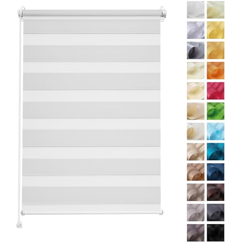 Rettika Doppelrollo ohne Bohren, klemmfix - Hellgrau, Breite: 100cm, Höhe 220 - Rollos für Fenster ohne Bohren, Fenster rollos für innen, Duo Rollo von Rettika