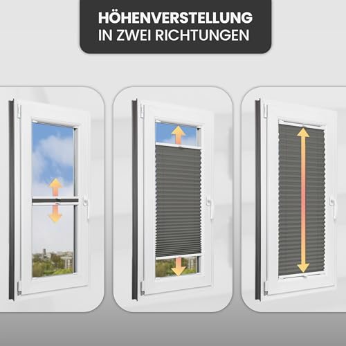 Rettika Plissee mit Bohren, Breite: 75 cm, Höhe: 180 cm, Dunkelgrau, Fensterrollo Sonnenschutz, Plisseerollo innen, Rollo für Fenster mit Bohren von Rettika
