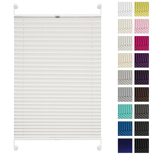 Rettika® Plissee ohne Bohren, Plissee klemmfix, Perle, Breite: 90 cm, Höhe: 100 cm, Fensterrollo Sonnenschutz, Plisseerollo innen, Rollo für Fenster ohne Bohren von Rettika