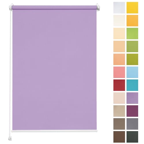 Rettika® Sichtschutz Rollo ohne Bohren - Pastell Amethyst, Breite: 100cm, Höhe 120 - Rollos für Fenster ohne Bohren, Fenster rollos für innen, Jalousien zum Klemmen, Klemmrollo von Rettika