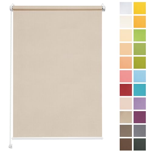 Rettika® Sichtschutz Rollo ohne Bohren - Blassebeige, Breite: 105cm, Höhe 120 - Rollos für Fenster ohne Bohren, Fenster rollos für innen, Jalousien zum Klemmen, Klemmrollo von Rettika