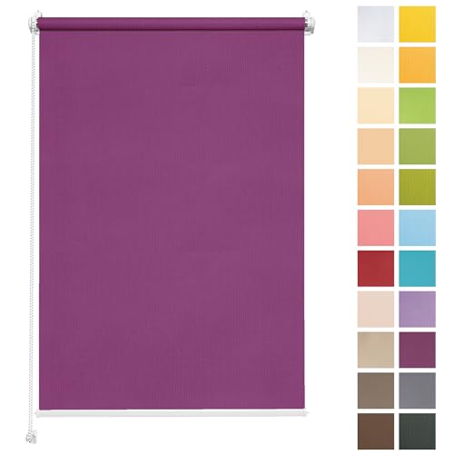 Rettika® Sichtschutz Rollo ohne Bohren - Violett, Breite: 80cm, Höhe 120 - Rollos für Fenster ohne Bohren, Fenster rollos für innen, Jalousien zum Klemmen, Klemmrollo von Rettika