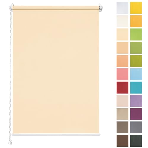 Rettika® Sichtschutz Rollo ohne Bohren - Beige, Breite: 80cm, Höhe 120 - Rollos für Fenster ohne Bohren, Fenster rollos für innen, Jalousien zum Klemmen, Klemmrollo von Rettika