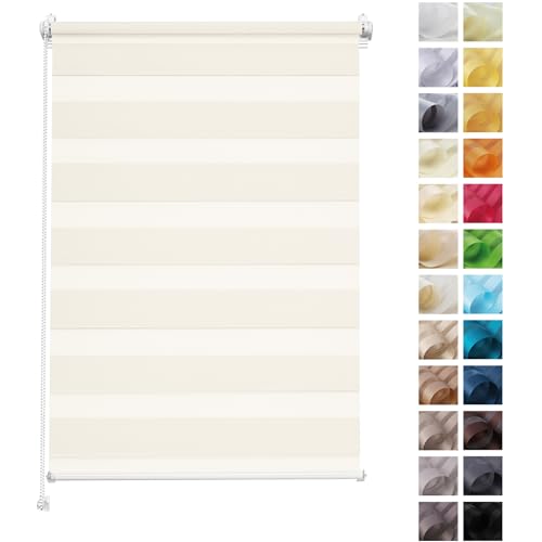 Rettika Doppelrollo ohne Bohren, klemmfix - Ecru, Breite: 90cm, Höhe 220 - Rollos für Fenster ohne Bohren, Fenster rollos für innen, Duo Rollo Rettika Doppelrollo ohne Bohren, klemmfix - Ecru, Breite: 90cm, Höhe 220 - Rollos für Fenster ohne Bohren, Fenster rollos für innen, Duo Rollo von Rettika