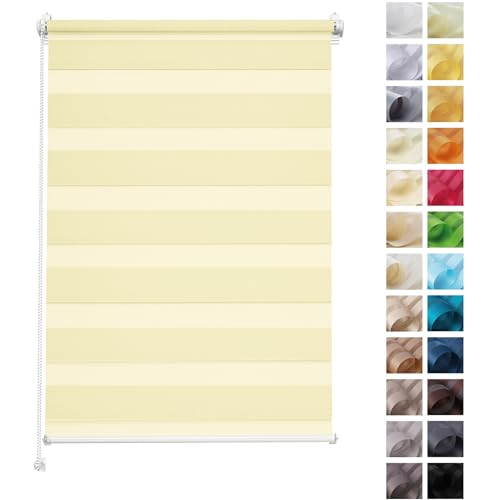 Rettika Doppelrollo ohne Bohren, klemmfix - Gelbes Pastell, Breite: 85cm, Höhe 220 - Rollos für Fenster ohne Bohren, Fenster rollos für innen, Duo Rollo Rettika Doppelrollo ohne Bohren, klemmfix - Gelbes Pastell, Breite: 85cm, Höhe 220 - Rollos für Fenster ohne Bohren, Fenster rollos für innen, Duo Rollo von Rettika