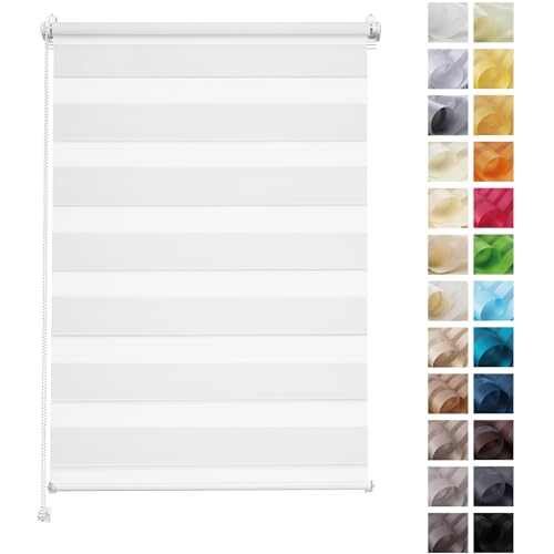 Rettika Doppelrollo ohne Bohren, klemmfix - Weiß, Breite: 135cm, Höhe 150 - Rollos für Fenster ohne Bohren, Fenster rollos für innen, Duo Rollo Rettika Doppelrollo ohne Bohren, klemmfix - Weiß, Breite: 135cm, Höhe 150 - Rollos für Fenster ohne Bohren, Fenster rollos für innen, Duo Rollo von Rettika