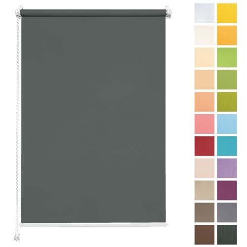 Rettika Sichtschutz Rollo ohne Bohren - Dunkelgrau, Breite: 35cm, Höhe 150 - Rollos für Fenster ohne Bohren, Fenster rollos für innen, Jalousien zum Klemmen, Klemmrollo von Rettika