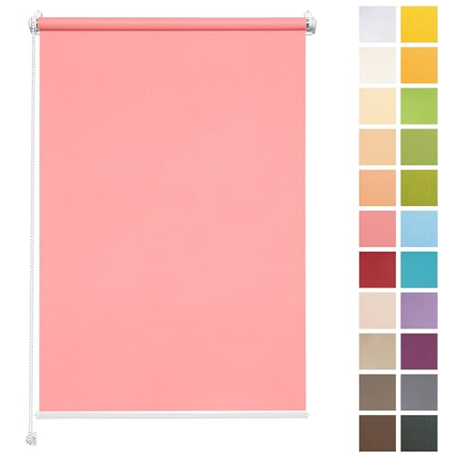 Rettika Sichtschutz Rollo ohne Bohren - Rosa, Breite: 55cm, Höhe 150 - Rollos für Fenster ohne Bohren, Fenster rollos für innen, Jalousien zum Klemmen, Klemmrollo von Rettika