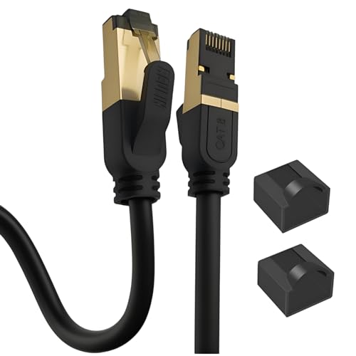Reulin Plug & Play 2M lang Ethernet CAT8 LAN Kabel 40G-2000MHz RJ45 Netzwerkkabel 2 M CAT 8 Kompatibel mit WLAN Modem Router Hub Smart TV Ethernet Verteiler Gigabit Switch Spielkonsole 2,0 Meter von Reulin