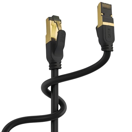 Reulin Plug & Play 1.5M - Ethernet Cat8 LAN Kabel TP 40G RJ45 Netzwerkkabel 1.5 M, kompatibel mit WLAN Modem/Router/Hub/Smart-TV/Ethernet-Splitter/Gigabit-Switch/Spielkonsole 1.5 Meter von Reulin