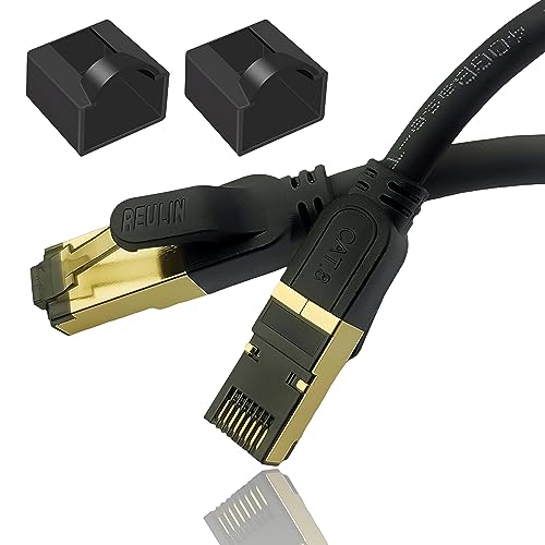 Reulin - PREMIUM Kupfer Litzenkabel RJ45 LAN Cat 8 Ethernet Kabel 14 M lang, SSTP 40 Gbps kompatibel mit Routern Modems 4K 8K Smart TV Boxen Internet PS5 PS4 Xbox Konsolen Spielen 14M von Reulin