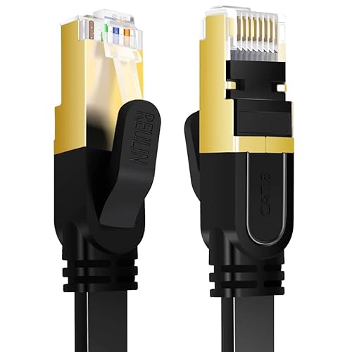 Reulin Ultra-Flexibel 3M Lang - CAT8 Flaches Ethernet Kabel, 3 M Cat 8 Hochgeschwindigkeits 40-G LAN Netzwerk Internet Kabel 3,0 Meter von Reulin