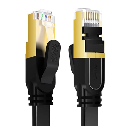 Reulin Ultra-Flexibel 2M Lang - CAT8 Flaches Ethernet Kabel, 2 M Cat 8 Hochgeschwindigkeits 40-G LAN Netzwerk Internet Kabel 2.0 Meter von Reulin