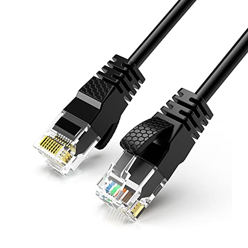 Reulin Ultra-Dünn, Ethernet-Kabel 1M Lang CAT 6 Schwarz, Hochgeschwindigkeits-Internet LAN-Kabel Cat6 1GHz Gigabit RJ45 Netzwerk-Anschlusskabel von Reulin
