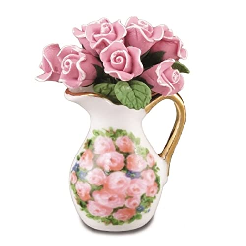 Reutter Porzellan - 001.359/5 - Elegante, Glänzend, Geblümt, Pink Rosen-Vase mit Rosen, Rund, Porzellan, Blumen, VASE, Zuhause & Küche von Reutter Porzellan