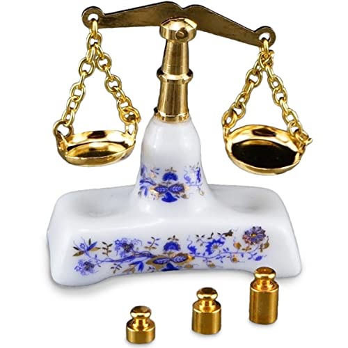 001.836/5 - Waage mit Gewichten "Zwiebel Gold", Miniatur von Reutter Porzellan