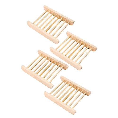 Reuvv Bambus-Seifenschalenhalter aus Holz, leicht, Abfluss-Seifenschale, rostfrei, hohler Organizer für Küche, Dusche, Waschküche von Reuvv