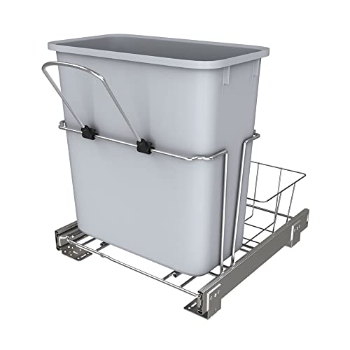 Rev-A-Shelf RUKD-1420RB-1 20 Quart Metalldraht-Schiebebehälter mit hinterem Korb für Küchenschrank-Organisation und Abfallentsorgung von Rev-A-Shelf