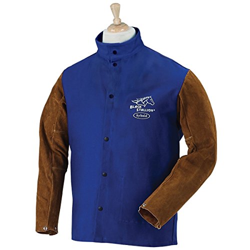 BLACK STALLION Hybrid 9 oz. FR and Cowhide Welding Coat - 30 Royal Blue/Brown - LARGE by Revco BLACK STALLION Hybrid 9 oz. FR and Cowhide Welding Coat - 30 Royal Blue/Brown - LARGE by Revco von Revco