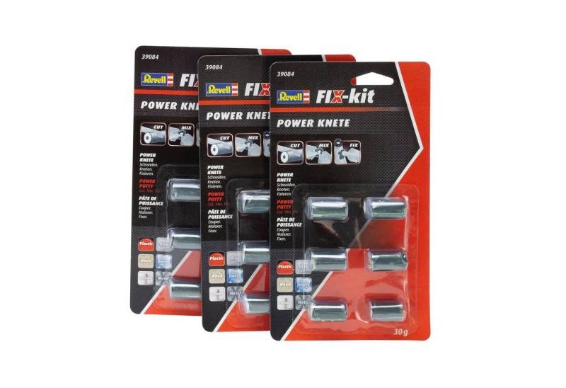 Revell® 2-Komponentenkleber Fix-Kit Power Knete, (3er-Set, 18-tlg), Kleber für Modellbau von Revell®