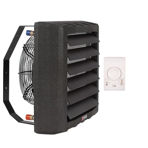 Reventon HC45-3S Schwarz Lufterhitzer Hallenheizung Heizregister Heizgebläse 42kW inkl. Halterung & Thermostat von Reventon