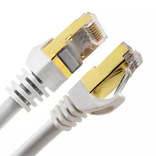 Revinta CAT 7 Netzwerkkabel, 10 Gigabit Ethernet LAN Kabel, S/FTP PIMF Abschirmung, RJ45 Stecker, 10 Gbps, Weiß (30m) von Revinta