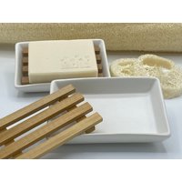 Seifenschale Keramik Mit Abtropfgitter Aus Bambusholz von Revitalshop