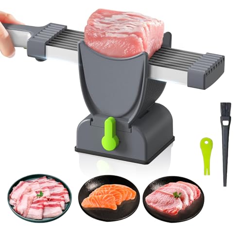Fleischschneidemaschine,Manueller Meat Slicer Für Zu Hause，Einstellbare Dicke 2–4 Mm Fleischschneider，Sicher Und Schnell Fleischschneider Aus Edelstahl Für Frisches Rohes,BBQ Hot Pot von Revneey
