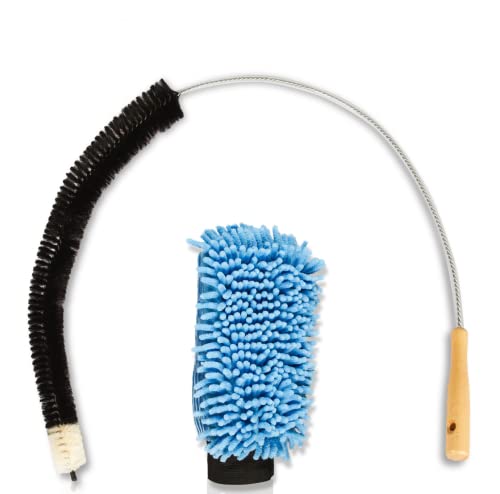 Revol Heizkörperbesen + Handschuh | 120 cm | Heizungsbesen mit Ziegenhaar Borsten | Ideal für die Reinigung von Flachheizkörpern von Revol