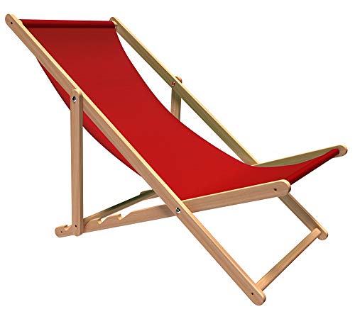 Revolio Premium Liegestuhl aus Buchenholz für Garten und Balkon, Starke Lamellen Konstruktion, wasserdicht, langlebig, belastbar bis 130 kg von Revolio