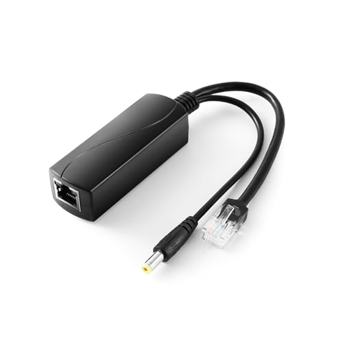 Revotech 12V/1A Aktiver PoE Splitter DC 5.5*2.1mm Stecker, 48V PoE auf DC 12V/1A Ausgang, 10/100Mbps Kompatibel mit IEEE802.3af/at, PoE Adapter für Nicht PoE IP Kamera (PS5712P) von Revotech