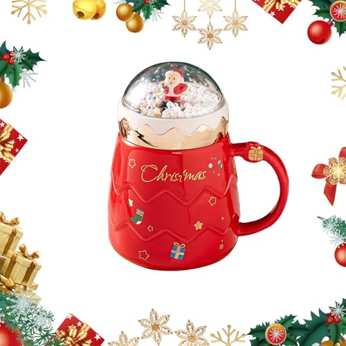 Weihnachts Keramik Kaffeetasse Becher Cartoon Santa Kaffeebecher Porzellan Tasse für Kaffee und Tee Süße Tassen für Eltern,Freunde,und Weihnachten (rot) von RevpoltIQ