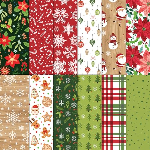 Weihnachts-Muster-Papier-Set DIY Craft Scrapbook Dekoration Spezialpapier 12 Designs 24 Blatt Weihnachtsseite 15x15cm Kollektion Dekorativ für Kartenherstellung (A) von RevpoltIQ