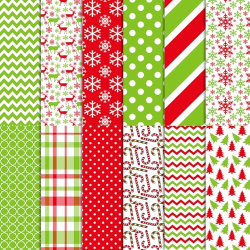Weihnachts-Muster-Papier-Set DIY Craft Scrapbook Dekoration Spezialpapier 12 Designs 24 Blatt Weihnachtsseite 15x15cm Kollektion Dekorativ für Kartenherstellung (B) von RevpoltIQ