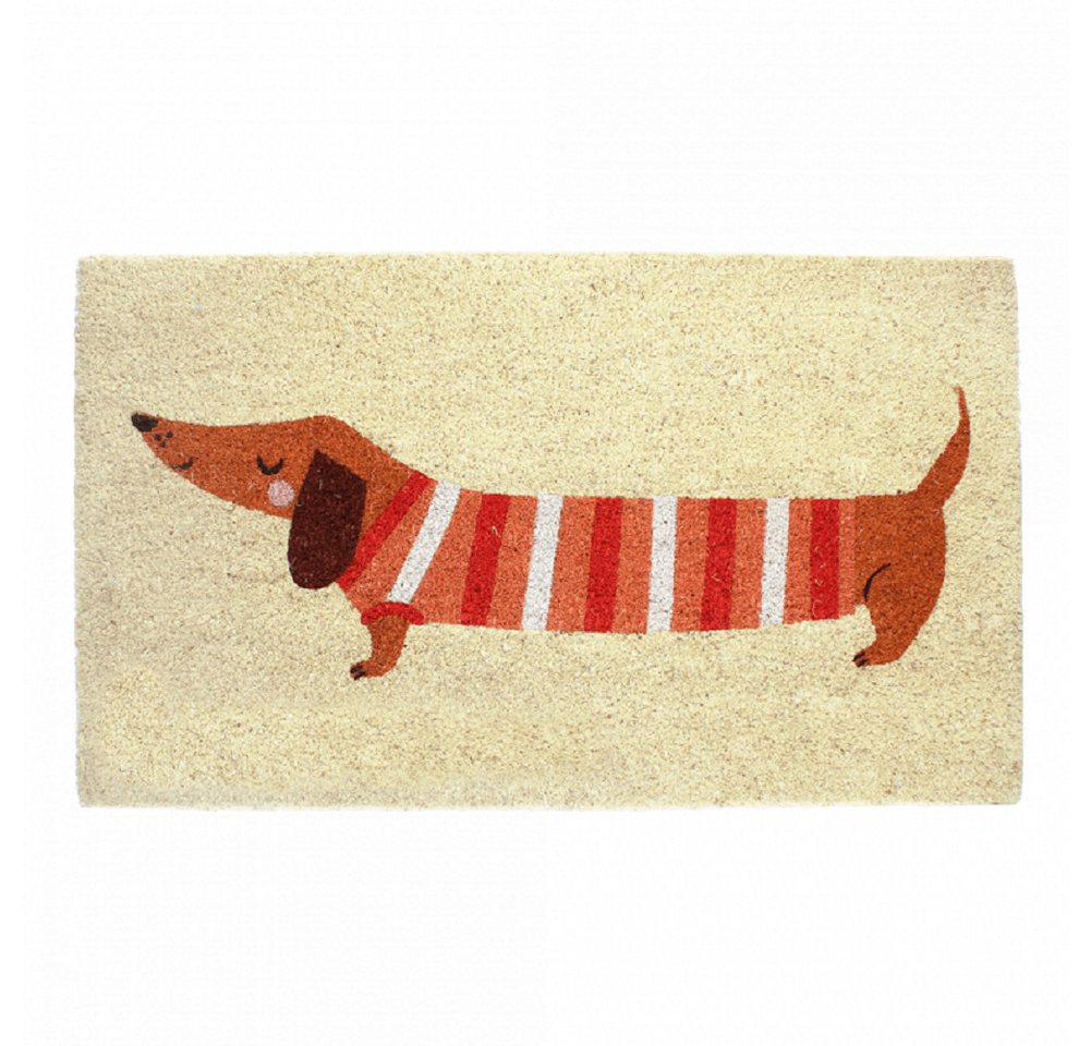 Outdoorteppich Kokos-Fußmatte, Türmatte, Sausage Dog, Rex London, Rechteckig, ca. 73 x 43 x 1,5 cm, für Indoor und Outdoor geeignet, rutschhemmende Unterseite von Rex London