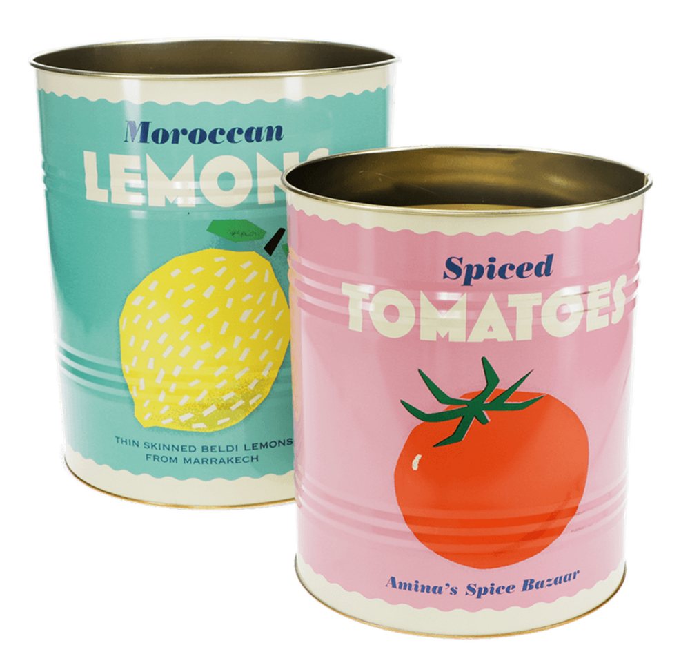 Rex London Aufbewahrungsbox Aufbewahrungsdose Large Retro Vintage XXL (Set, 2 St., Metall Dosen, Behälter), Ø 20 cm, Hoch 24 cm (große Dose), Retro-Stil Aufdruck, 2er Set von Rex London