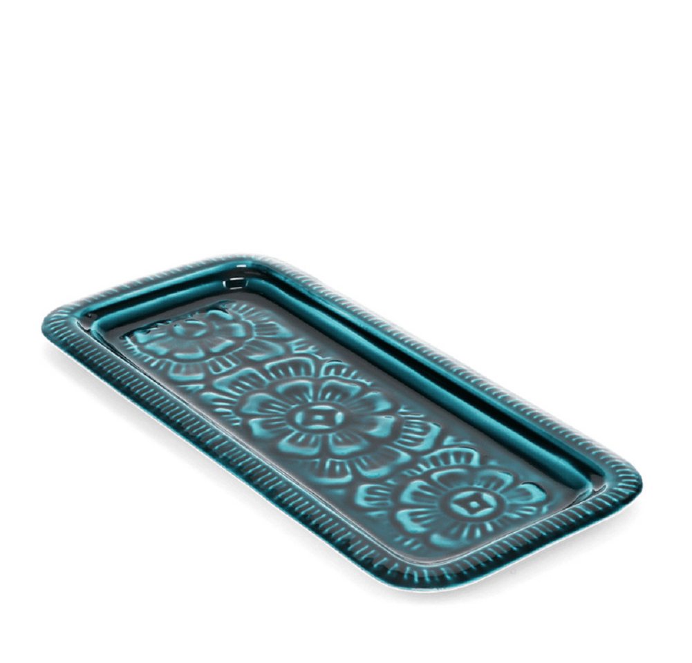 Rex London Dekotablett Emaille-Schmucktablett Serviertablett Vintage Look (ca. 28x13 cm, 1 St., Metall Tablett), Unterseite mit Schaumstoffpads von Rex London