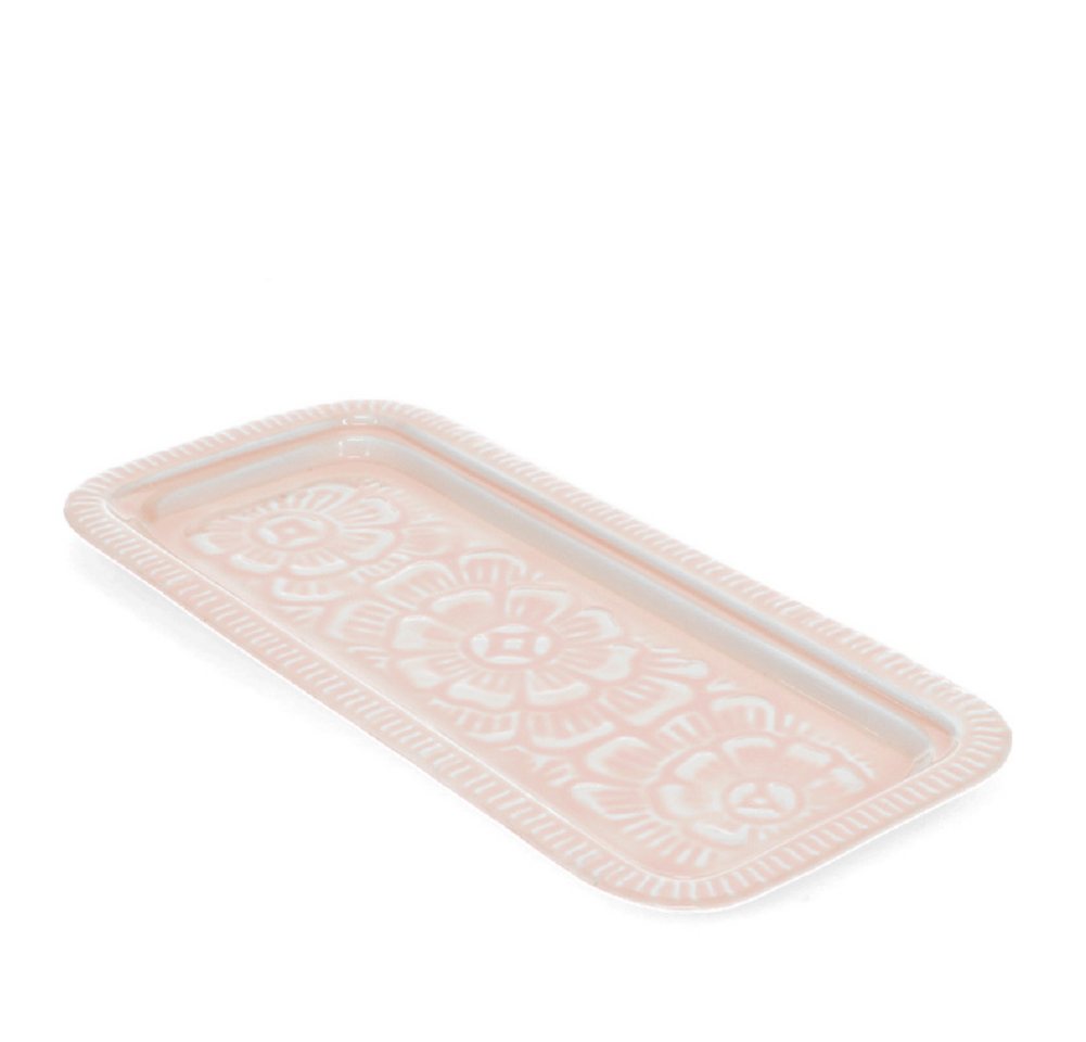 Rex London Dekotablett Emaille-Schmucktablett Serviertablett Vintage Look (ca. 28x13 cm, 1 St., Metall Tablett), Unterseite mit Schaumstoffpads von Rex London