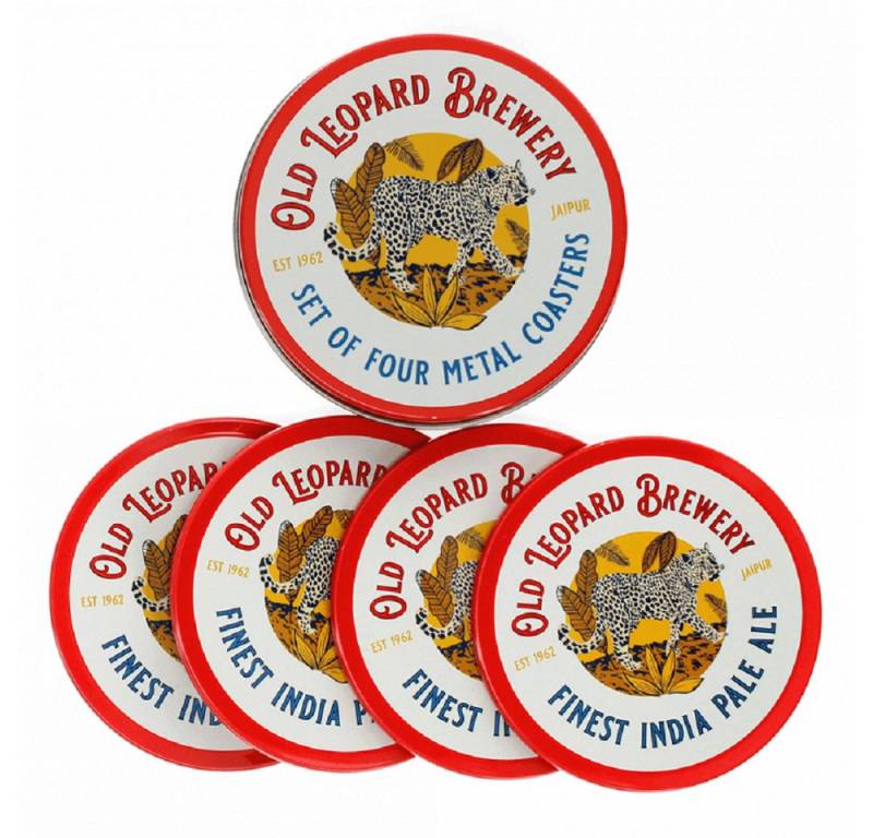 Rex London Glasuntersetzer Old Leopard Brewery retro Motiv, Set, 4-tlg., + Aufbewahrungsdose mit demselben Aufdruck Rex London Glasuntersetzer Old Leopard Brewery retro Motiv, Set, 4-tlg., + Aufbewahrungsdose mit demselben Aufdruck von Rex London