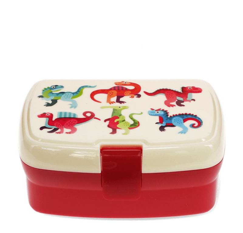 Rex London Lunchbox mit herausnehmbaren Fach Baby Dinos, Kunststoff, BPA-frei, (mit Clipverschluss, 2-tlg., ca. 17 x 13 x 7,5 cm), Dinosaurier-Motiv, Snack Obst Behälter Dose Box von Rex London