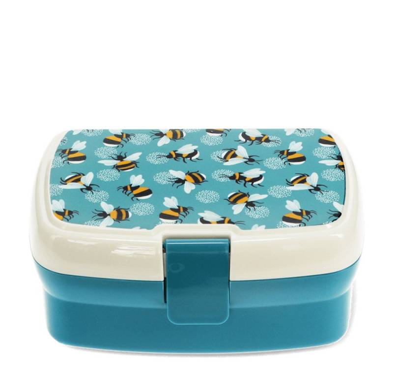 Rex London Lunchbox mit herausnehmbaren Fach Bumblebee, Kunststoff, BPA-frei, (mit Clipverschluss, 2-tlg., ca. 17 x 13 x 7,5 cm), Hummel-Motiv, Snack Obst Behälter Dose Box von Rex London