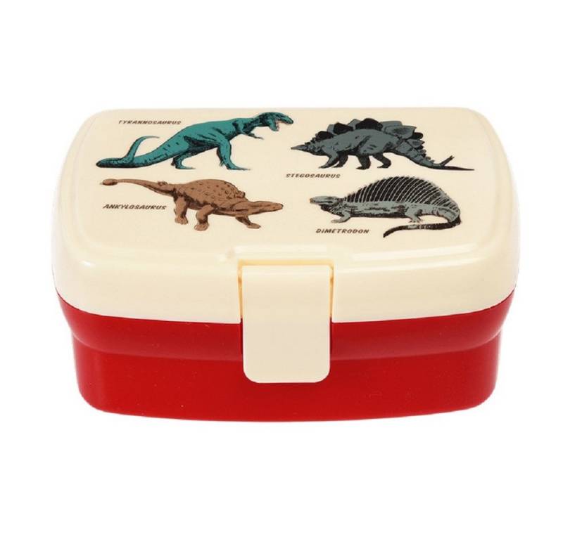 Rex London Lunchbox mit herausnehmbaren Fach Prehistoric Land, Kunststoff, BPA-frei, (mit Clipverschluss, 2-tlg., ca. 17 x 13 x 7,5 cm), Dinosaurier-Motiv Snack Obst Behälter Dose Box von Rex London