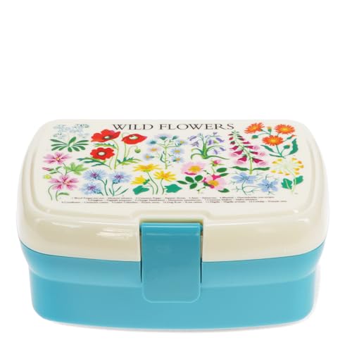 Rex London Lunchbox mit herausnehmbaren Fach Wild Flowers Wildblumen-Motiv, Snack Obst Behälter Dose Box von Rex London