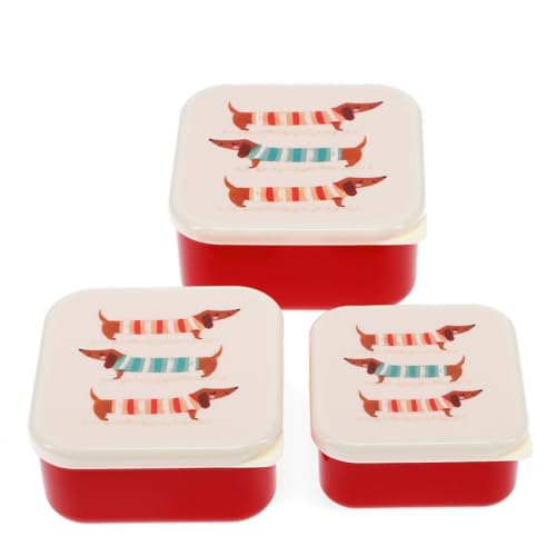 Rex London Snackdosen 3er Set Dackel Sausage Dog Dosen Dackel Motiv Kunststoff Aufbewahrung von Rex London