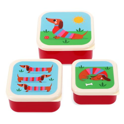 Rex London Snackdosen 3er Set Dackel Sausage Dog Dosen Kunststoff Aufbewahrung von Rex London