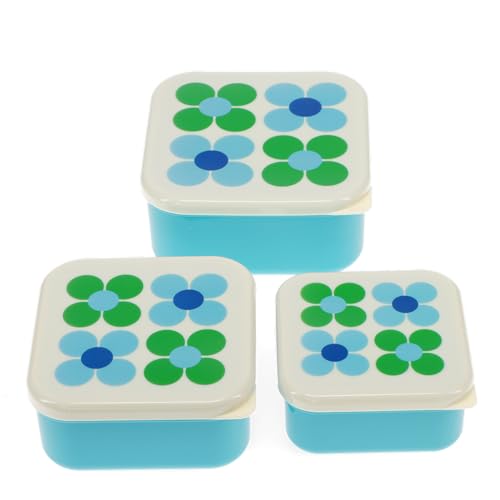 Rex London Snackdosen 3er Set Daisy Blau-Grün Dosen Gänseblümchen Motiv Kunststoff Aufbewahrung von Rex London