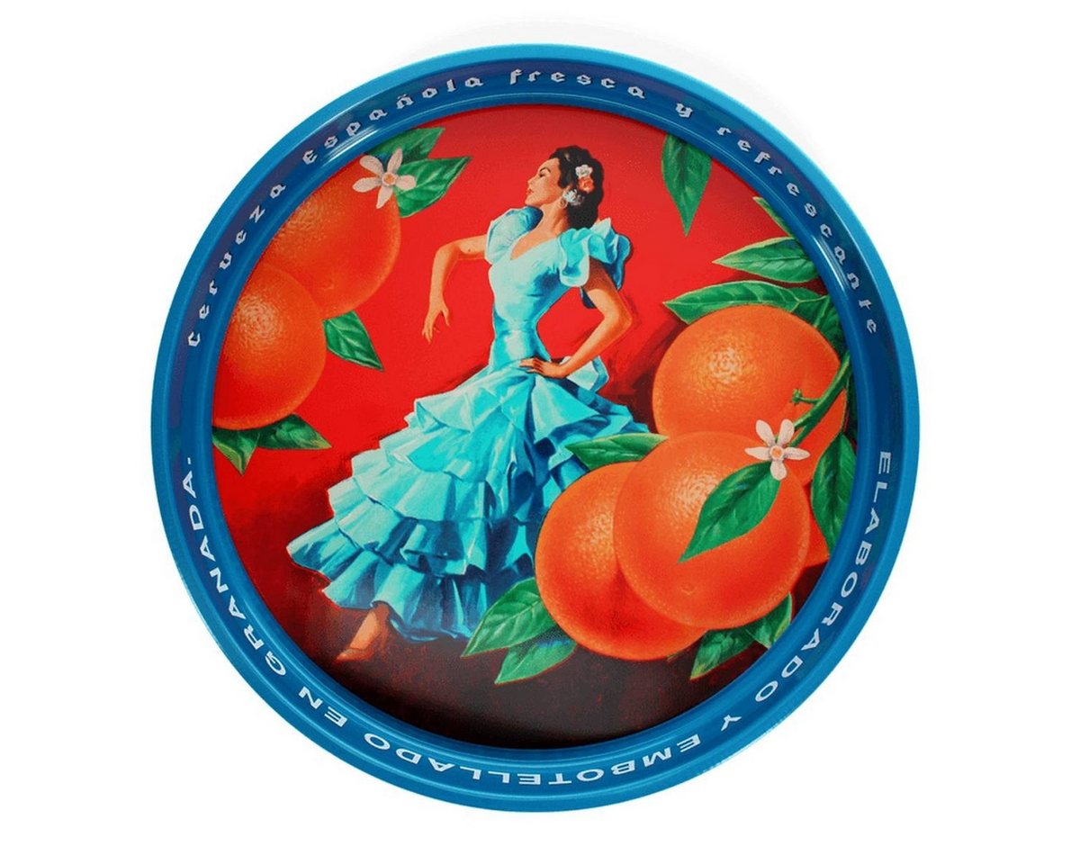 Rex London Tablett Rundes Metalltablett mit Rand robustes Serviertablett im Retro-Look Rex London Tablett Rundes Metalltablett mit Rand robustes Serviertablett im Retro-Look von Rex London