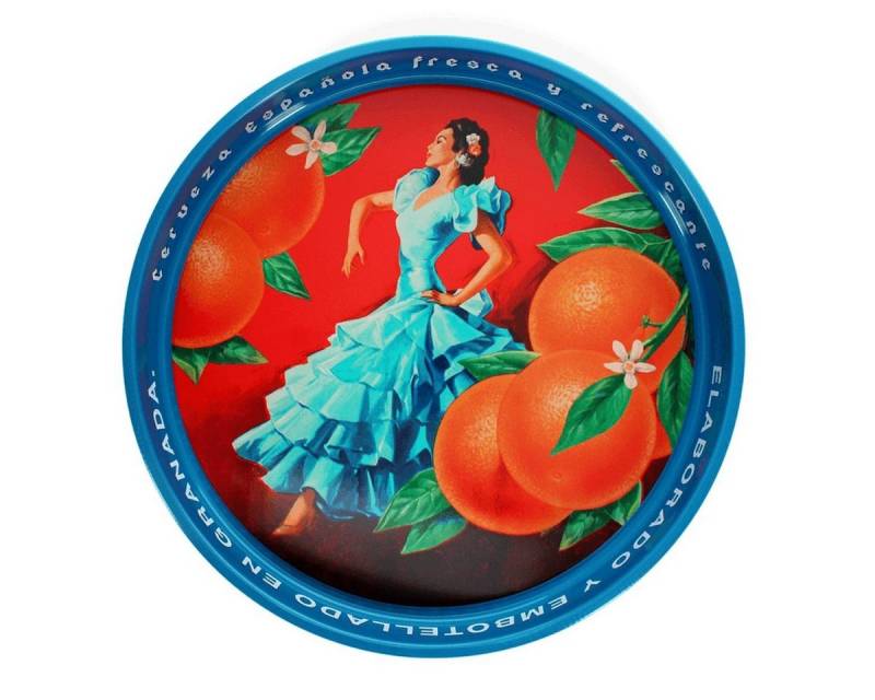 Rex London Tablett Rundes Metalltablett mit Rand robustes Serviertablett im Retro-Look von Rex London